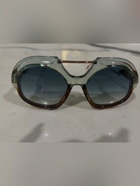 fendi Women's Two-Tone Green and Brown Round Gradient Sunglasses